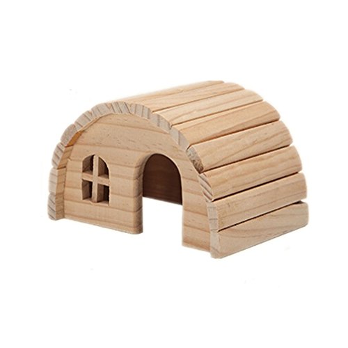 Natural Chewable Hamster Hideout Wooden Hut Lovely Fairy House for Dwarf Hamsters, Small,(7 x 5 x 4 inch)