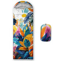AILONEN Midnight Meow Sleeping Bag, Charcoal Cat Eyes Crescent Graphic, Portable Camp Sack Sleepover Style - color: Tropical Leaves