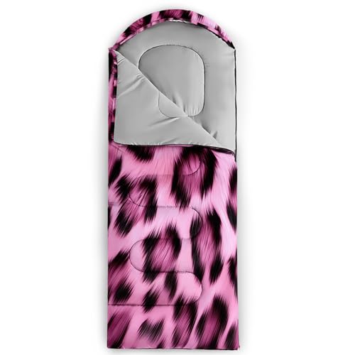 QOOMO Camping Sleeping Bags,3 Season Warm & Cool Weather,Lightweight,Waterproof Sleeping Bags for Adults & Kids,Traveling,and Outdoors,Camping Gear Equipment - color: Leopard Print 24