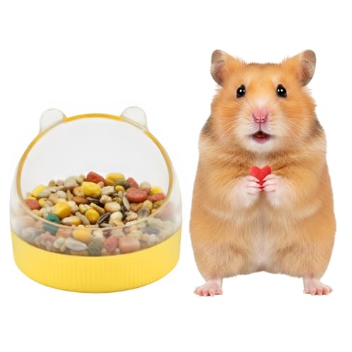 Cute Hamster Food Bowl Brown, Spill Resistant Dome Pet Feeding Dish for Small Animals, Easy Clean Durable Bowl (Yellow) - color: Yellow