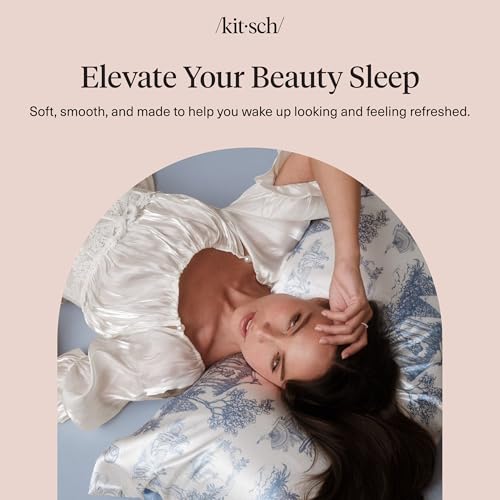 Bridgerton x Kitsch Satin Pillowcase W/Zipper - Size 19x26, Garden Toile | Softer Than Silk Pillow Cases, Smooth Cooling Satin Pillow Case for Hair and Skin, Wrinkle-Free, Machine Washable - color: Garden Toile, size: Standard/Queen (1 Pack)
