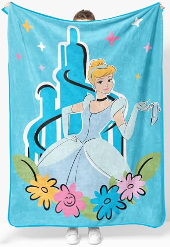 Jay Franco Kids Plush Throw Blanket – Soft & Cozy Fleece Throw for Bedroom & Couch Décor, Official Licensed Product, Blue - Disney Princess Cinderella, 46x60 - Throw Blanket - color: Blue - Disney Princess Cinderella, size: 46x60 - Throw Blanket