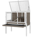 Aivituvin Guinea Pig Cages, Rabbit Hutch with Anti-Chew Frame, Bunny Cage with Cleaning Sliding Tray, 3 Openable Areas, Assemblable Legs, Ramp & Hideout Included - Brown - color: White Brown