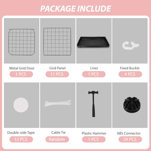 Small Animal Playpen with Waterproof Mat,Guinea Pig Cages,49.2x24.6x12.2inch C&C Cage for Hamster,Bunny,Hedgehog,Chinchilla,Ferret,Indoor Outdoor Portable Metal Wire Yard Fence,Metal Pet Panels-12pcs - color: 12pcs with Mat