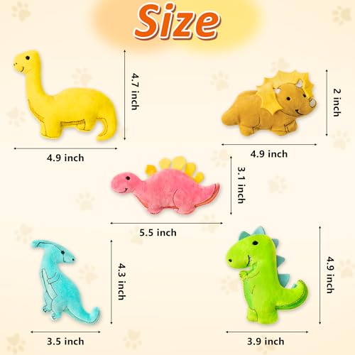 MALLMALL6 5Pcs Dinosaur Catnip Toys for Cat, Indoor Cat Chew Bite Kick Catmint Pet Supplies for Kitten Lover Gifts, Interactive Pet Toy with Cute Expression - style: Dinosaur