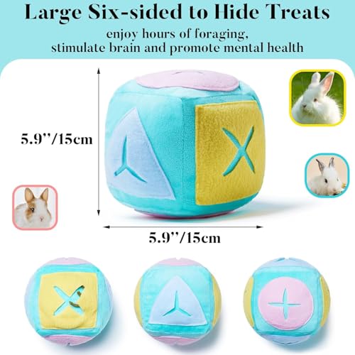 Rabbit Foraging Toy with Bell, Washable Puzzle Feed Game Rabbit Toy | for Bunnies Boredom, Snuffle Ball Treat Dispenser Exercise Bunny Enrichment Toys, Bunny Toys for Indoor Bunnies(Random Color) - size: 1pc