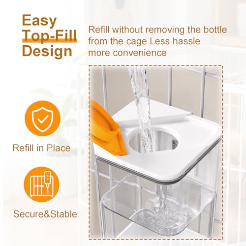 47oz Small Animal Water Bottle, No-Drip Cage Dispenser | Hanging waterer for guinea pigs, rabbits, hamsters, chinchillas and ferrets; compatible cage or crate required - color: White