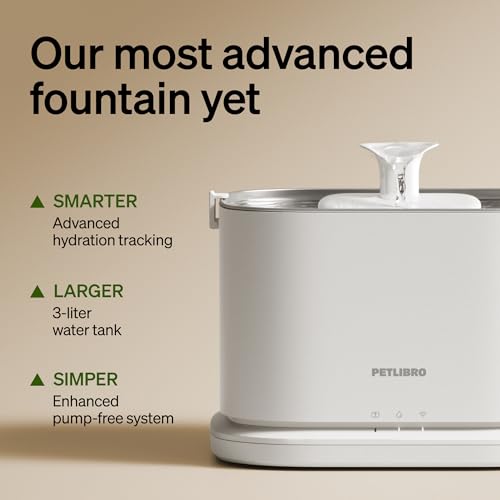PETLIBRO Quiet Dog Water Fountain Stainless Steel Tray, Smart Pet Water Fountain for Dogs Inside with App Monitoring, 3L Dog Fountain Water Bowl, Automatic Water Dispenser for Dogs, Cat Water Fountain - size: Fountain