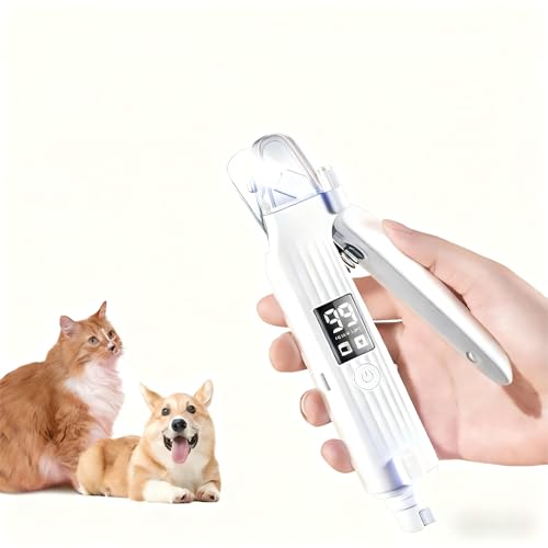 2-in-1 Dog Cat Nail Clipper Grinder with LED Light, USB Rechargeable