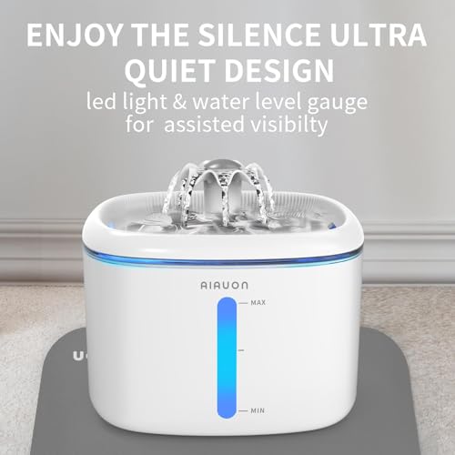Cat Water Fountain,2.5L/84oz Pet Water Fountain for Cats Inside, Cat Fountain for Drinking with Ultra Quiet Pump(≤20dB)& LED Blue Light - for Pets S - color: W01-8-Cushion