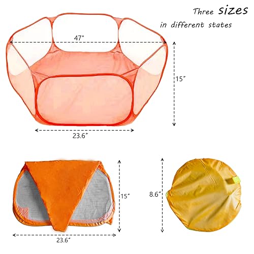 Small Animals Playpen, Portable Pop-up Open Interactive Pet Tent, Indoor Outdoor Fence for Rabbits, Guinea Pig, Hamster, Chinchillas, Kittens, Puppies - color: Orange
