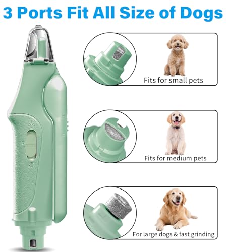 2 in 1 Dog Nail Clippers & Cat Nail Clippers Trimmers for Large Medium Small Dogs Cats Claw Trimmer Quick Sensor and Safety Guard USB Rechargeable Dogs Nail Trimmer with Catcher & 2 LED Lights - color: Green
