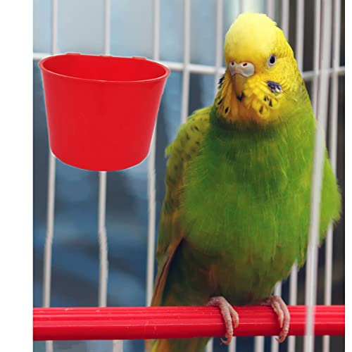 Pack of 40 Cage Cups Birds Feeders Seed Bowl Chicken Feeding Watering Dish Rabbit Water Food Hanging Wire Cages Box 8 oz Coop Cups for Pet Parrot Parakeet Game Fowl Poultry Pigeon - color: Red 40 packs 8oz