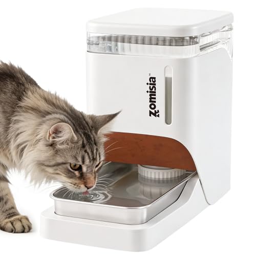 ZOMISIA Automatic Dog Water Dispenserr 6L with Stainless Steel Bowl, Automatic Water Bowl Dispenser for Cats, 1.6 Gallon Pet Waterer 100% BPA Free, White - color: White, size: 6L