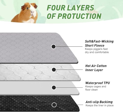 Guinea Pig Cage Liners, 16''X24'' Washable Guinea Pig Pee Pads, Non Slip Reusable Super Absorbent Guinea Pig Training Mat Bedding Fleece for Small Animals Hamster Rabbit Chinchilla Rat, 2Pack - size: C&C 1x2(17" x 24") 2Pack