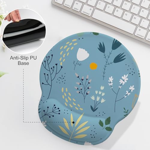 Flowers Mouse Pad with Gel Wrist Support, Smooth Surface Ergonomic Mouse pad, Non-Slip Pain Relief Desk Mat for Gaming, Work & Office Desktop 2 - color: Flowers 2