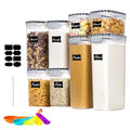 8pc Clear Airtight Canisters with Lids, Kitchen Dry Pantry Storage | 8pk clear airtight containers lock moisture out. Stackable plastic organizers for all your kitchen pantry dry foods - size: 8 pcs(14L)
