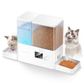 Automatic Cat Feeder & Water Dispenser,Button Customizable Feeding | 2 in 1 Feeding Drinking Water/5L Food Feeder,3.5L Water Fountain/Stainless Steel Bowls/Detachable Clean/White - color: White, size: 8.5L-Standard