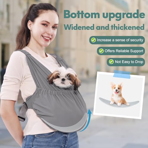 Supet Dog Sling Carrier for Small Pet, Adjustable Hands Free Front Backpack | Reduces Back & Neck Pain, Anti-Anxiety Chest Pouch, Soft Breathable Fabric, Fit Small Dogs, Cats, Puppy, Grey Regular 0-9Lbs - color: Grey, size: Regular
