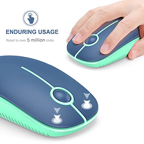 VssoPlor Wireless Mouse, 2.4G Slim Computer Laptop Mouse, Blue and Green | Portable Mouse, Plug & Play USB Nano Receiver, Quiet Silent Optical Mice for Notebook, PC, Laptop, Computer, Windows, Mac - color: Blue and Green