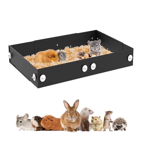 YKD Aluminum Alloy Scatter Guard for Ferret Nation & Critter Nation Cages | Urine Guard Easy Install Poop Guard to Contain Mess, Keep Floor Clean for Chinchillas, Rats (Black, Single Layer Set) - size: Single Layer Set