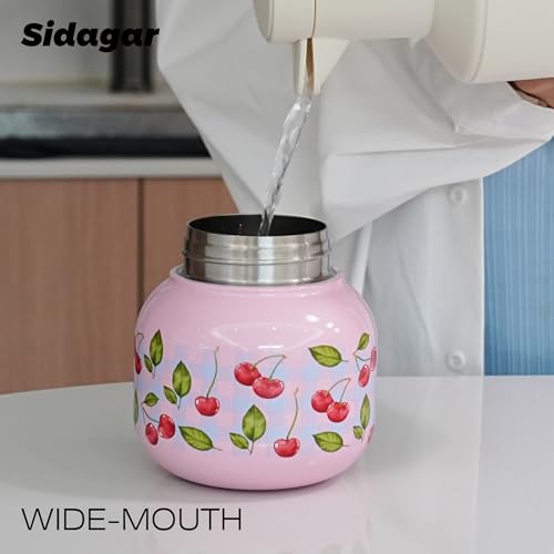 22 oz Tote Insulated Water Bottle with Handle, Leakproof, Pink | Cute design with durable 316L stainless steel, dual sip, keeps drinks hot or cold longer, travel and everyday hydration - color: Pink Cherry