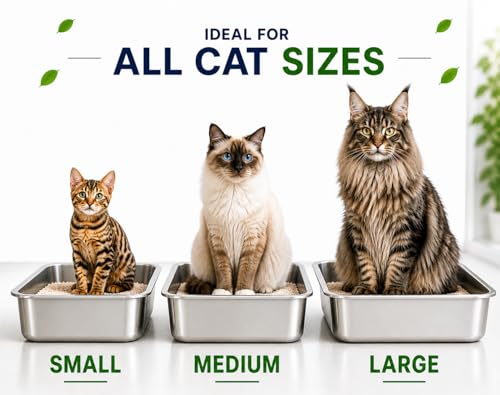 Stainless Steel Litter Box for Cats, 23.6" x 15.74" x 5.9", Metal Cat Litter Box with High Sides, Non-Stick, Odor Free, Easy to Clean Litter Pan for Indoor Cats, Big Cats, Rabbits and Multi Cat Homes - size: Medium