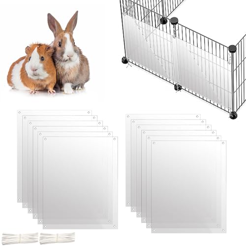 Oncpcare 12 Pack Rabbit Cage Urine Guard 10'' x 8.2'' Pet Plastic Splash Guard Panels Liner Protection Clear Edge Liner Guinea Pig Side Lining Bird Cage Protector from Cats - size: 12pcs