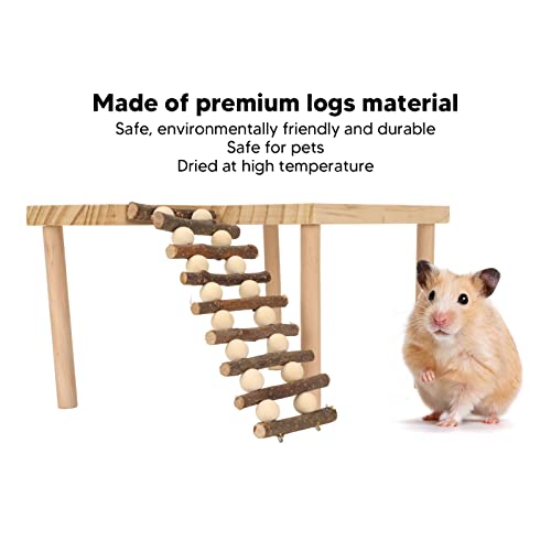 Pssopp Hamster Climbing Ladder, Premium Adjustable Wooden Activity Playground Platform for Hamster Cage Small Pet Natural Wood 29 x 20 x 15.5 cm 1 Set