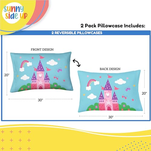 Sunny Side Up Magic Castle 2 Pack Reversible Pillowcases - Double Sided Pillow Covers, Kids Super Soft Princess Bedding - color: Blue - Magic Castle