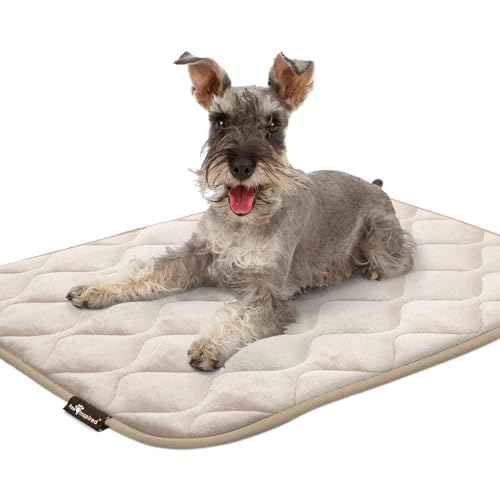 Paw Inspired Washable Padded Crate Mats for Dogs, Beige, 35x22 Inch | Fits 36-inch Kennels, Leakproof, Waterproof Bottom, Plush Dog Pad, Pet Bed - color: Tan, size: 36 Inch