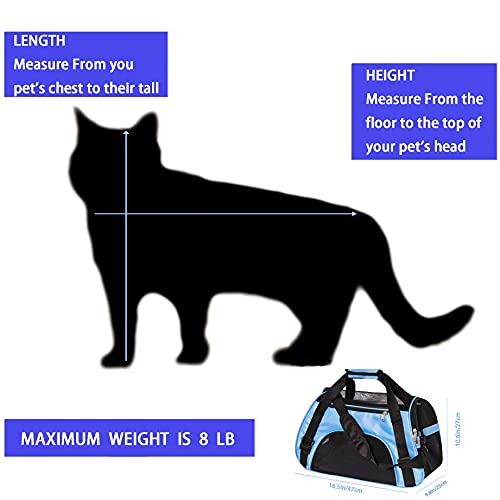 MuchL Pet Carrier Cat Cattier Soft-Sided Carriers for Small Medium Cats Dogs Puppies Pet Carrier Airline Approved Cat Dog Pet Travel Carrier (Medium, Blue) - color: Medium-Blue