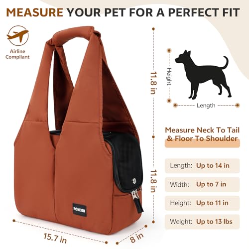 Dog Purse Carrier for Small Dogs and Cats, Soft-Sided Pet Tote Bag with 6 Large Pockets, Collapsible Travel Puppy Carrier, Fits Pets up to 13 lbs (Caramel, 15.7" L x 8" W x 11.8" H) - color: Caramel, size: 15.7"L x 8.0"W x 11.8"H
