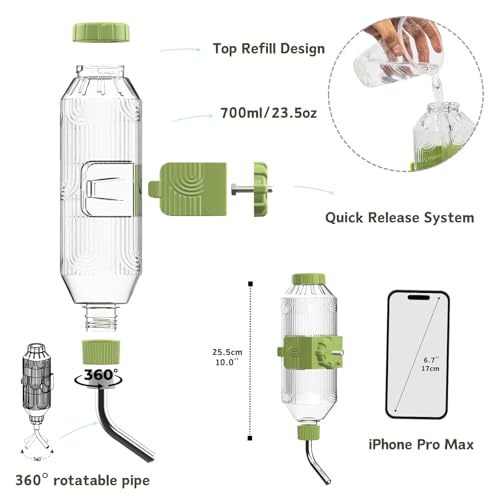 Pet Water Bottle [L24, 24oz] Hanging Dog Water Dispenser Kennel Plastic Drinker Kettle Feeder BPA Free Cage Crate Hutch Puppy Cat Rabbit (Large Rabbits-Cats-Small & Medium Dogs) - size: 24oz (Large Rabbits-Cats-Small & Medium Dogs)