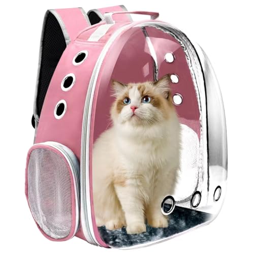 Cat Backpack Carrier, Pet Cat Carrier with Ventilated Design for Carrying Puppy Cats, Pet Carrier Backpack for Traveling/Hiking/Camping/Outdoors Airline Approved Travel Carrier(Pink) - color: Pink