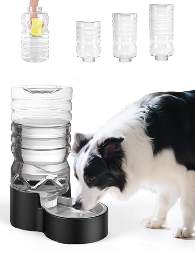 Heouvo 2.1 Gallon Automatic Dog Water Dispenser (8L-Black) | Wide Mouth, Easy Clean/ Removable Stainless Steel Bowl/ Gravity Refilling, Large Capacity for Cats and Dogs, Multi-Pet Homes - size: 8L