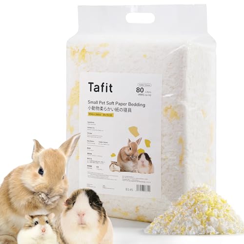 Dust-Free Soft Natural Paper Hamster Bedding with Odor Control, Strong Absorption, for Hamsters, Guinea Pig, Hedgehogs, Rabbits, Chinchilla, Rats, Mice, Small Animals, 80 Liters (White + Yellow) - color: White+Yellow