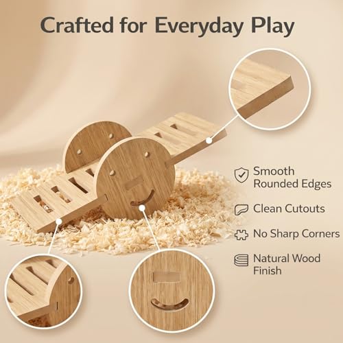 3 Pcs Hamster Wood House Set, Maze Wood House with Ramp,Activity Seesaw,Climbing Bridge,Small Animal Fun Activity Space for Syrian Hamsters, Gerbils, Mice - color: Wood House Set