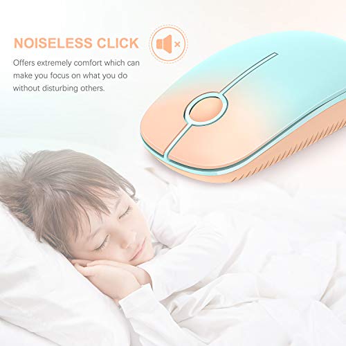 VssoPlor Wireless Mouse, 2.4G Slim Computer Laptop Mouse, Orange to Green | Portable Mouse, Plug & Play USB Nano Receiver, Quiet Silent Optical Mice for Notebook, PC, Laptop, Computer, Windows, Mac - color: Orange to Green