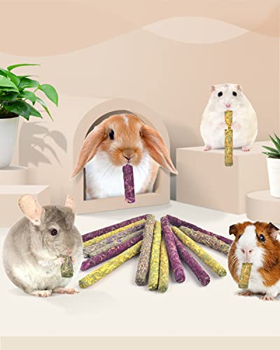 Bissap 36PCS Rabbit Chew Sticks, Mixed Natural Flower Rose Chrysanthemum and Forget-me-not Chew Toys Treats for Rabbit Bunny Chinchilla Guinea Pig Hamster and Other Small Animals Molar Snacks - size: 36 pieces