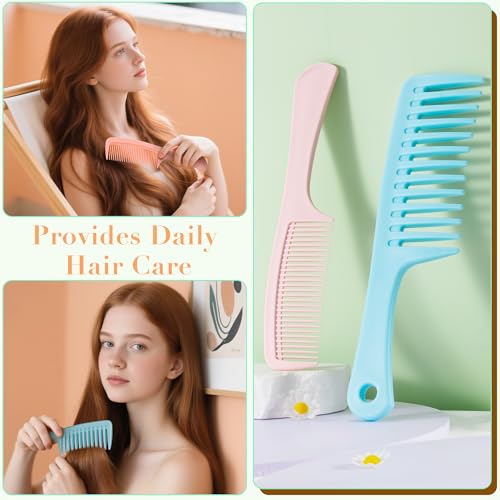 SALONSILK Dopamine Colorful 4PCS Professional Comb Set, Wide Tooth Rat Tail Fine Tooth Hair Combs, Braiding Cutting Barber Styling Curly Parting Set for Men and Women - color: Dopamine-4 PCS