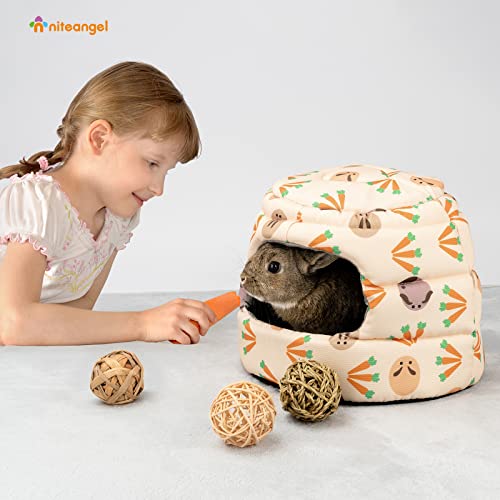 Niteangel Bunny Bed Big Guinea Pig Cave House Hideout for Rabbit Ferret Chinchilla Degu Hedgehogs Squirrel and Other Small Animals - color: Semicircle Bed