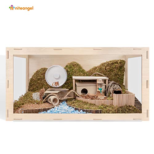 Niteangel Bigger World - MDF Aspen Terrarium for Hamster Gerbils Mice Lemming Degus or Other Small-Sized Pets (47.2 x 19.7 x 23.6 inches, Burlywood) - size: 47.2"L x 19.7"W x 23.6"H