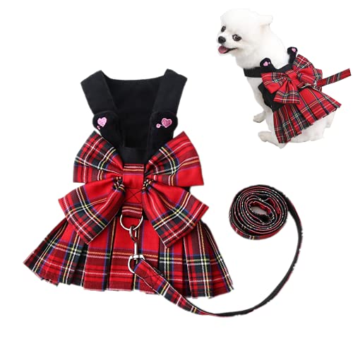 Dog Dress,Dog Harness and Leash Set,Puppy Cat Bunny Rabbit Clothes for Small Large Dogs Dresses - color: Red, size: Medium