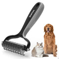 Staltwo Deshedding Dog Brush, Deshedding Undercoat Brush for Dog&Cat | Grey Extra-Wide Double-Sided Pet Grooming tool | Shedding Control for Long/Medium-Haired Dogs and Cats, Knot Removal - color: Grey