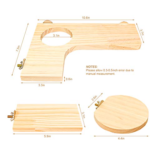 Roundler Squirrel Gerbil Chinchilla and Dwarf Hamster L-shaped Round Hole Wooden Platform, Birds Parrots Activity Playground (style-1)