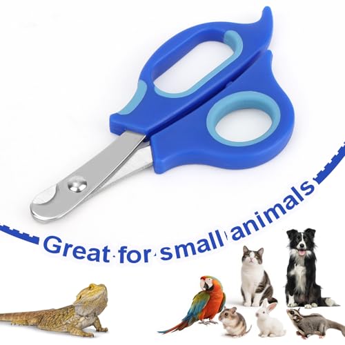 BOXOB Bearded Dragon Nail Clippers and File, Stainless Steel Small Animal Toe Nail Trimmer Scissors Professional Grooming Pet Tool for Reptiles Turtle Chameleon Iguana (Blue)