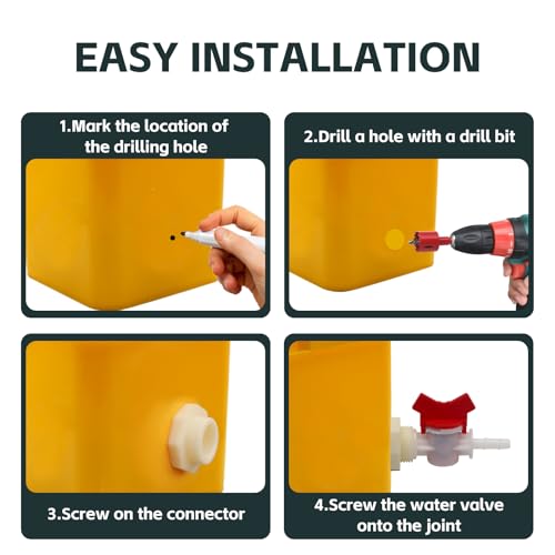 Rabbit Watering System Bucket Connector kit with 5/16'' Barb,Bulkhead Fitting,Mesh Washer, Hole Saw (for ID 5/16’’ Hose)