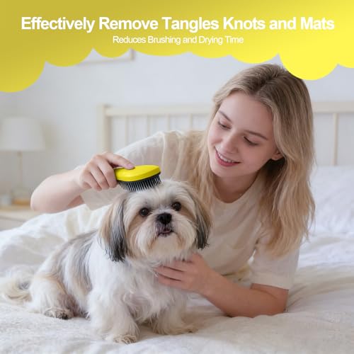 Small Dog Brush, Skin-friendly Soft Bristles (Yellow) | Puppy Hair Brush, Massage and Bath Supplies, Pet Grooming Tool for Teddy, Yorkies, Maltese, Shih Tzu, Chihuahua - color: Yellow