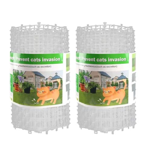Cat Scat Mat with Spikes for Garden 6.5 Feet Cat Deterrent Mat | with Gentle Spikes for Dogs and Raccoons, with 8 Ground Stakes & 8 Zip Ties, 78.74" x 11" (White 2 Pcs) - color: 2Pcs-White